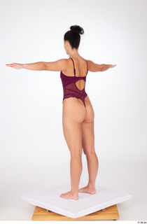 Suleika bordo lace bodysuit lingerie standing t-pose underwear whole body…